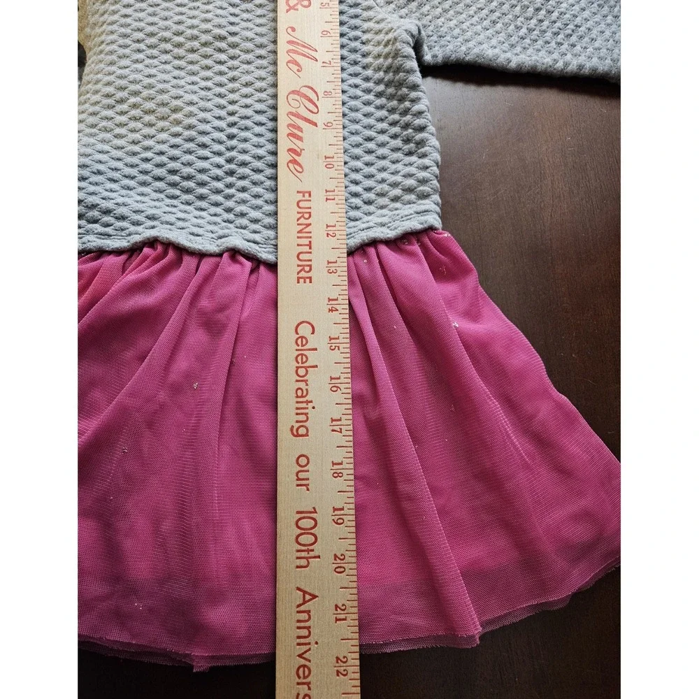 Baby GAP Toddler Girl Dress Sz 4T‎ Gray Quilted Top Pink Tulle Skirt Long Sleeve